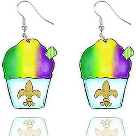 Fashion Jewelry Jewelry - NWT Mardi Gras Snowball Drop Earrings New Orleans Fleur de Lis